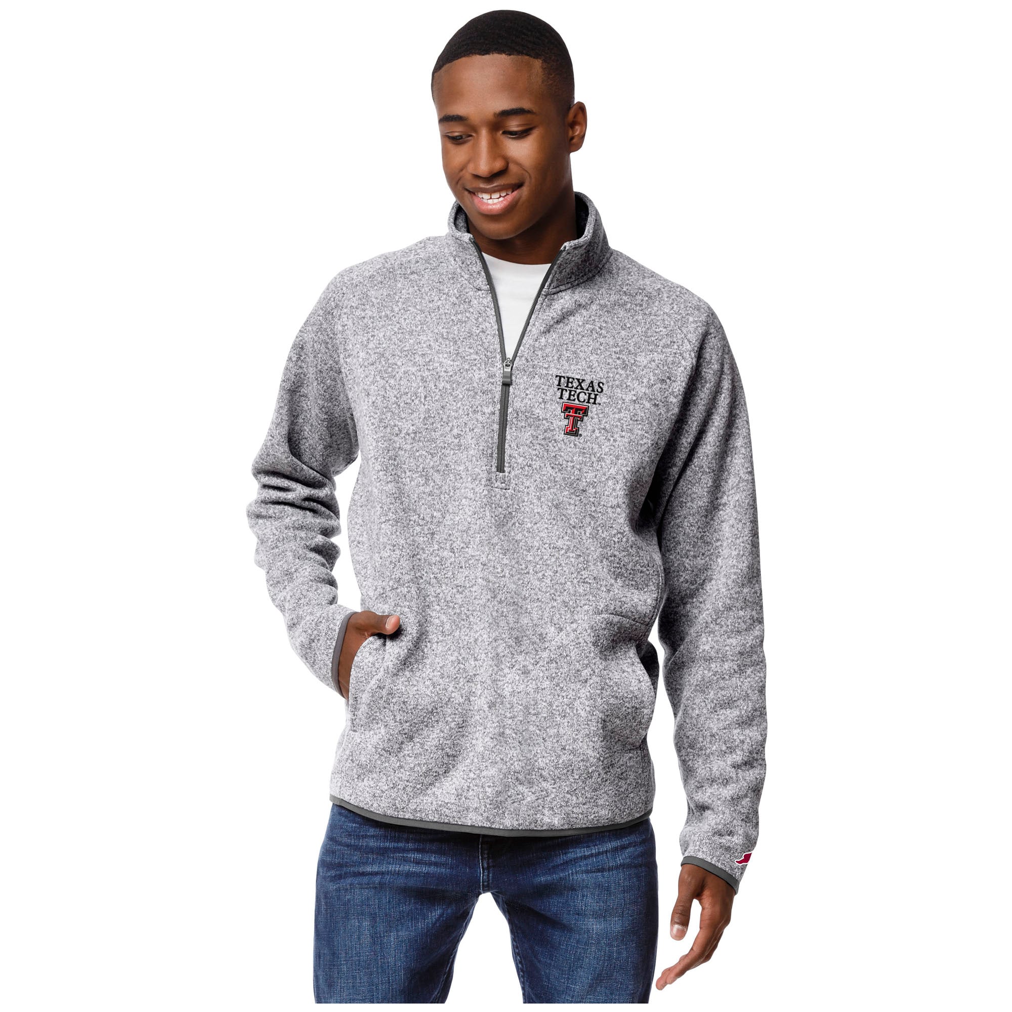 Men's League Collegiate Wear  Heather Gray Texas Tech Red Raiders Saranac Raglan Quarter-Zip Jacket