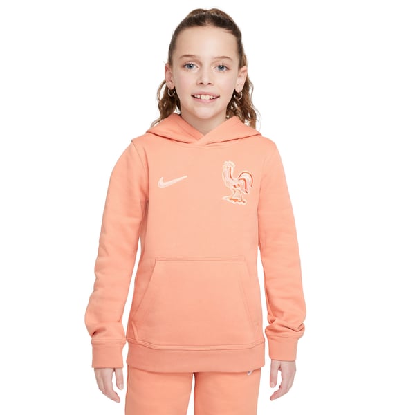 Sweat à capuche France Nike Club – Rose clair – Enfant
