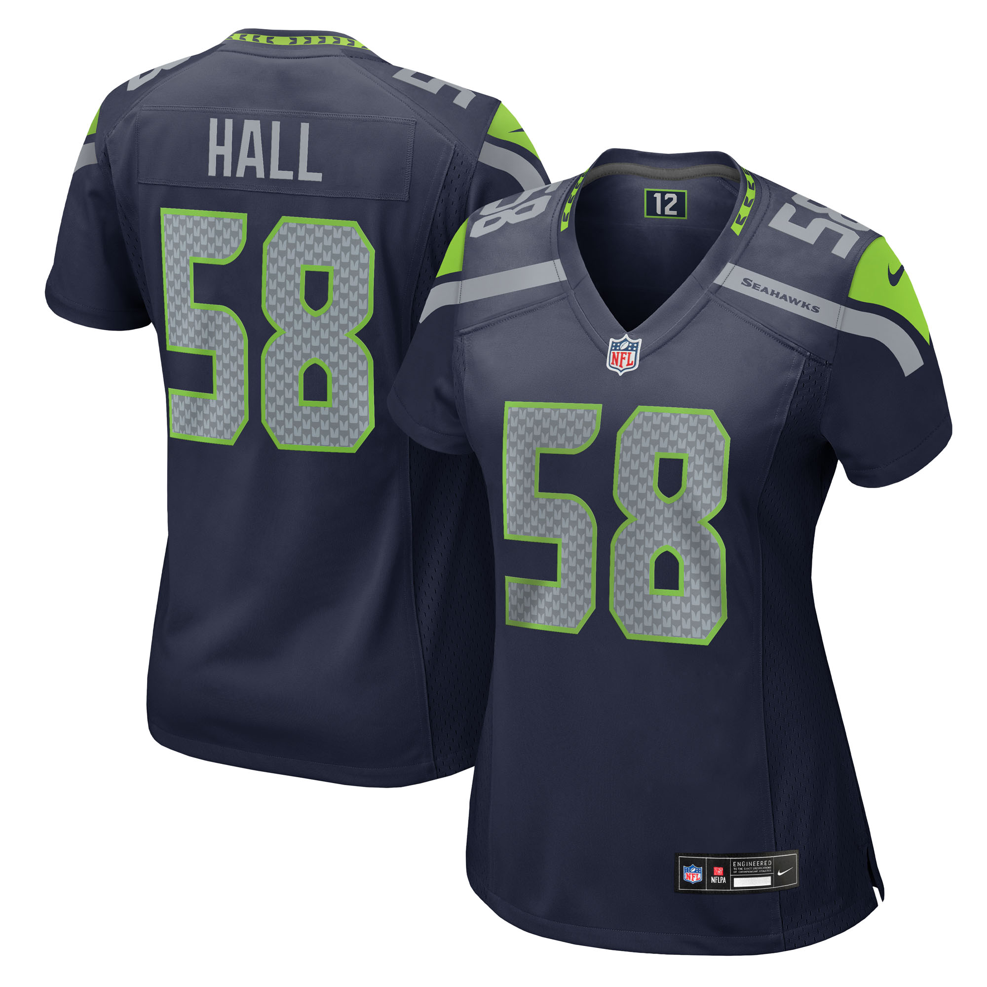 Women's Nike Derick Hall College Navy Seattle Seahawks Team Game Jersey