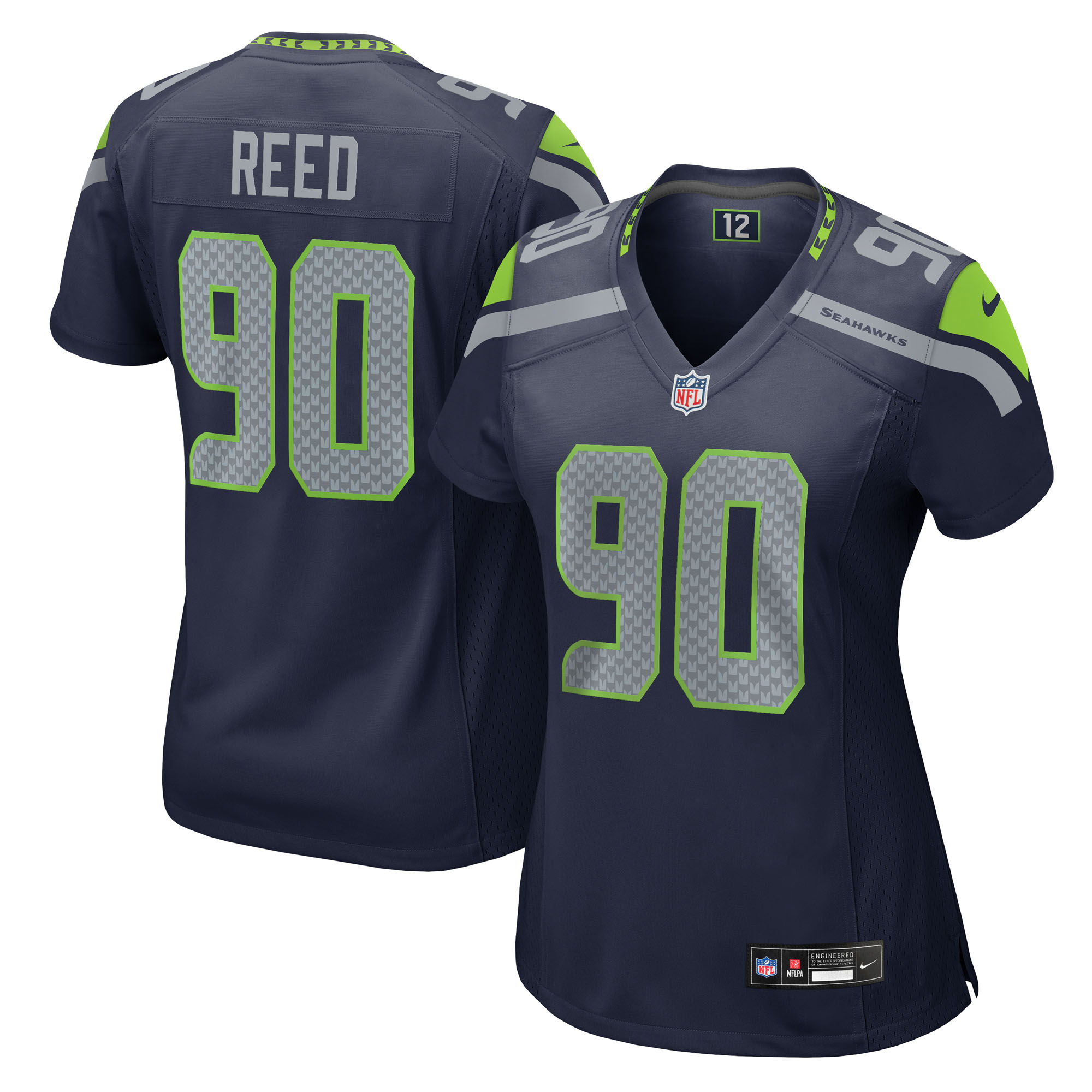 Women's Nike Jarran Reed College Navy Seattle Seahawks Team Game Jersey