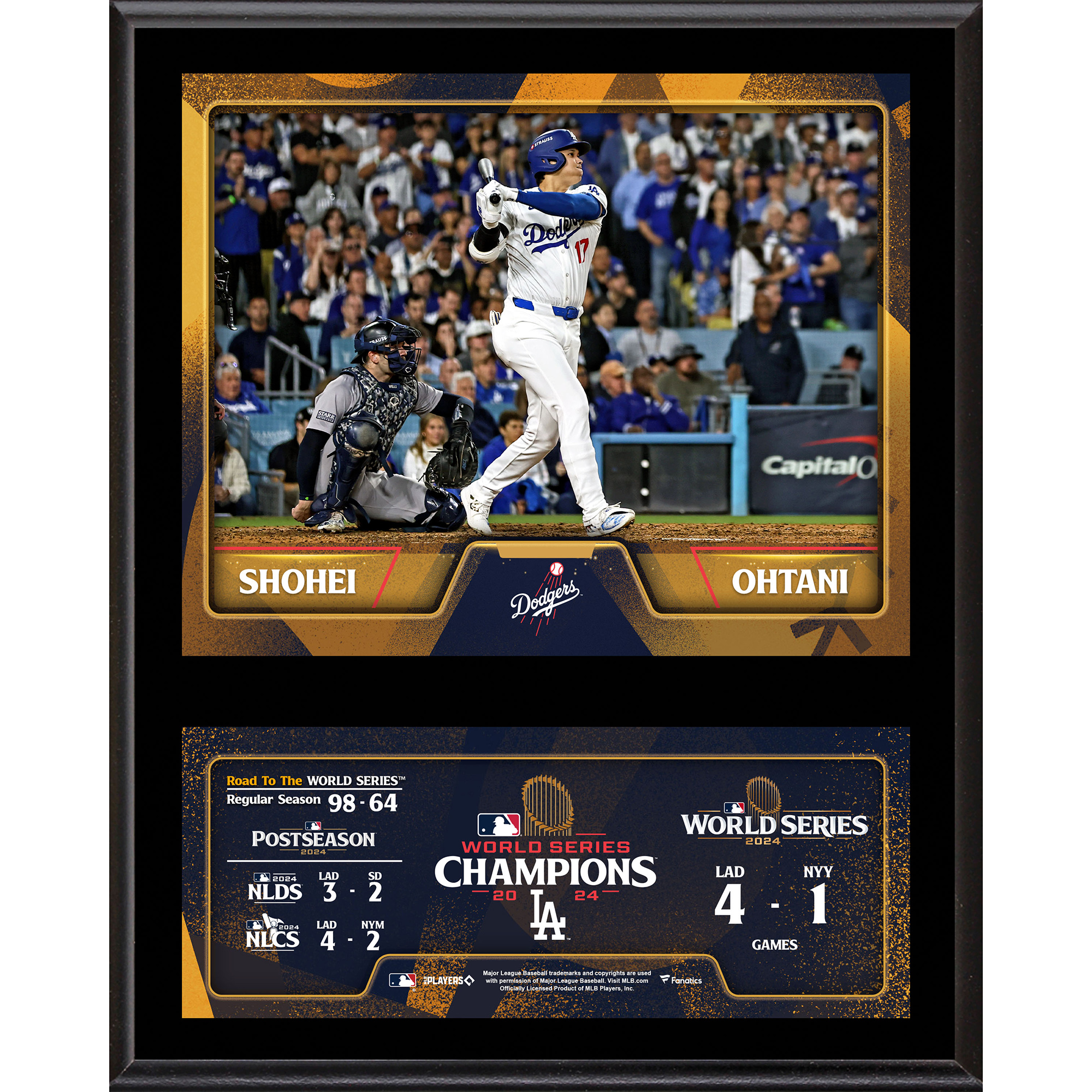 Shohei Ohtani Los Angeles Dodgers 2024 World Series Champions 12" x 15" Sublimated Plaque