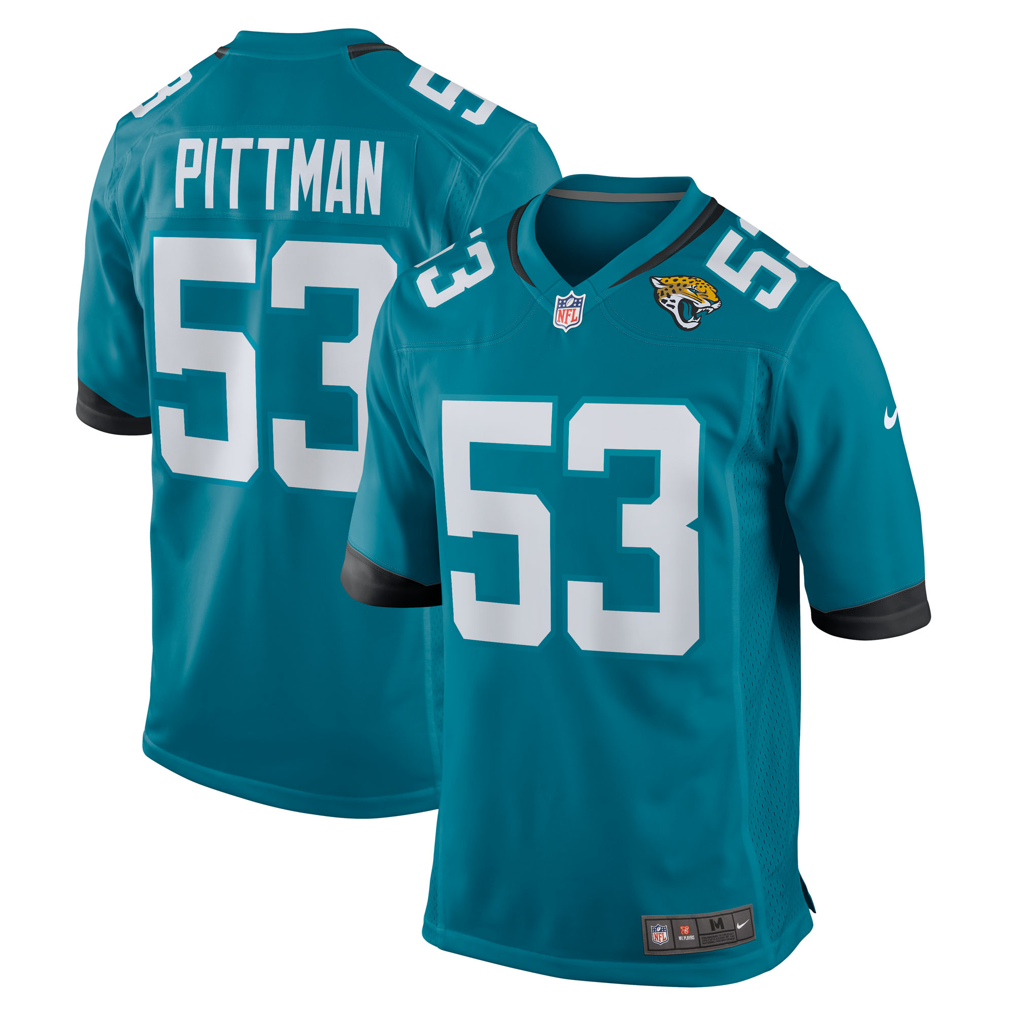 Men's Nike Anthony Pittman Teal Jacksonville Jaguars Team Game Jersey