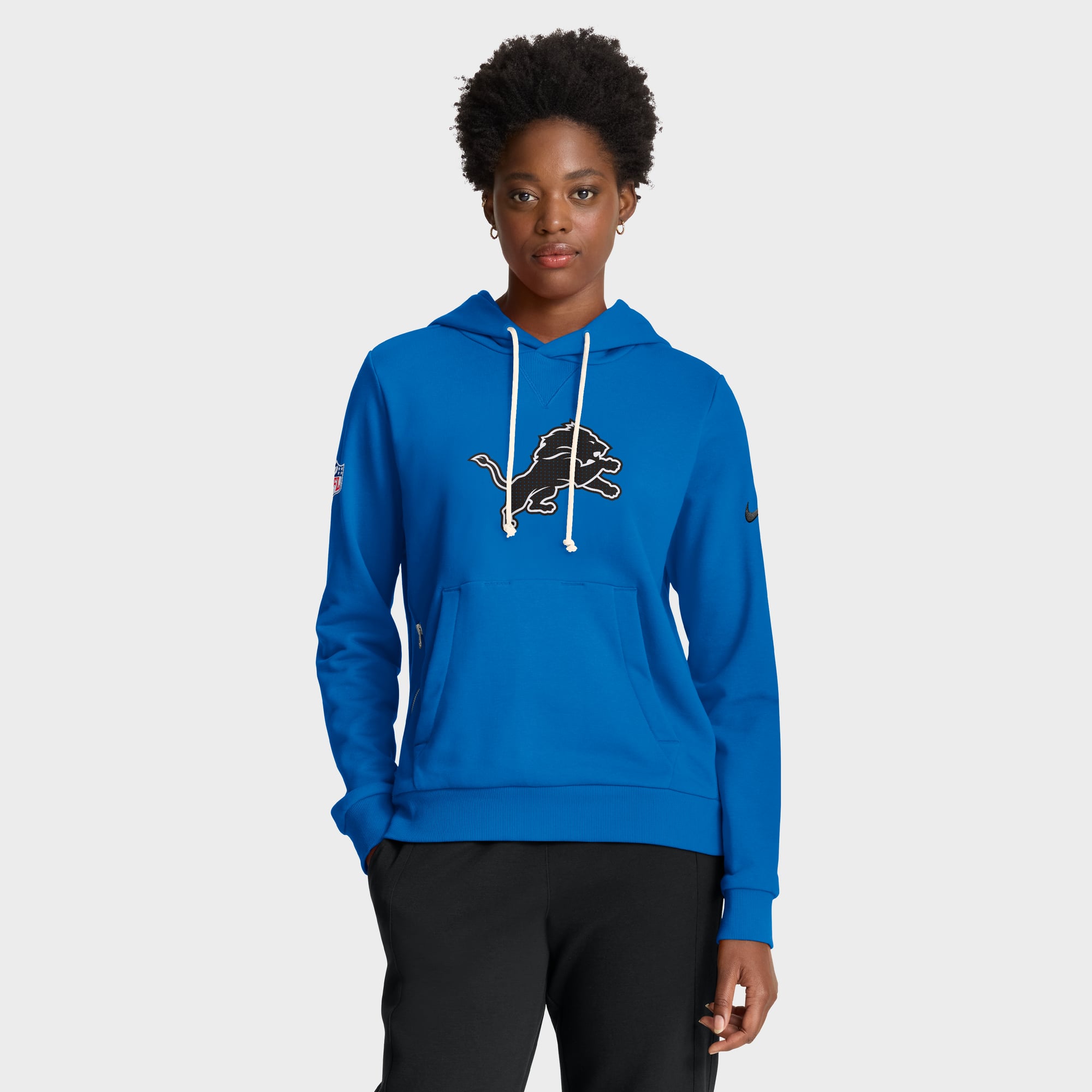 Women's Nike Blue Detroit Lions Sideline Standard Issue Initial Home Dri-FIT Hoodie