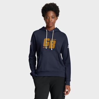 Women's Nike Navy Green Bay Packers  Sideline Standard Issue Dri-FIT Hoodie