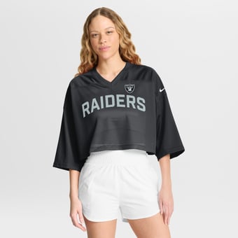 Women's Nike Black Las Vegas Raiders Primetime Cropped Mesh Dri-FIT Fashion Jersey