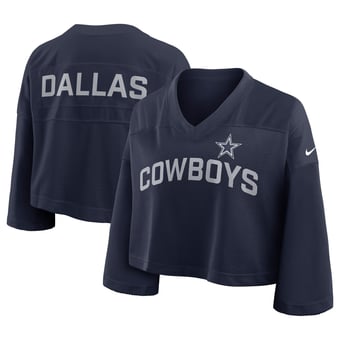 Women's Nike Navy Dallas Cowboys Primetime Cropped Mesh Dri-FIT Fashion Jersey