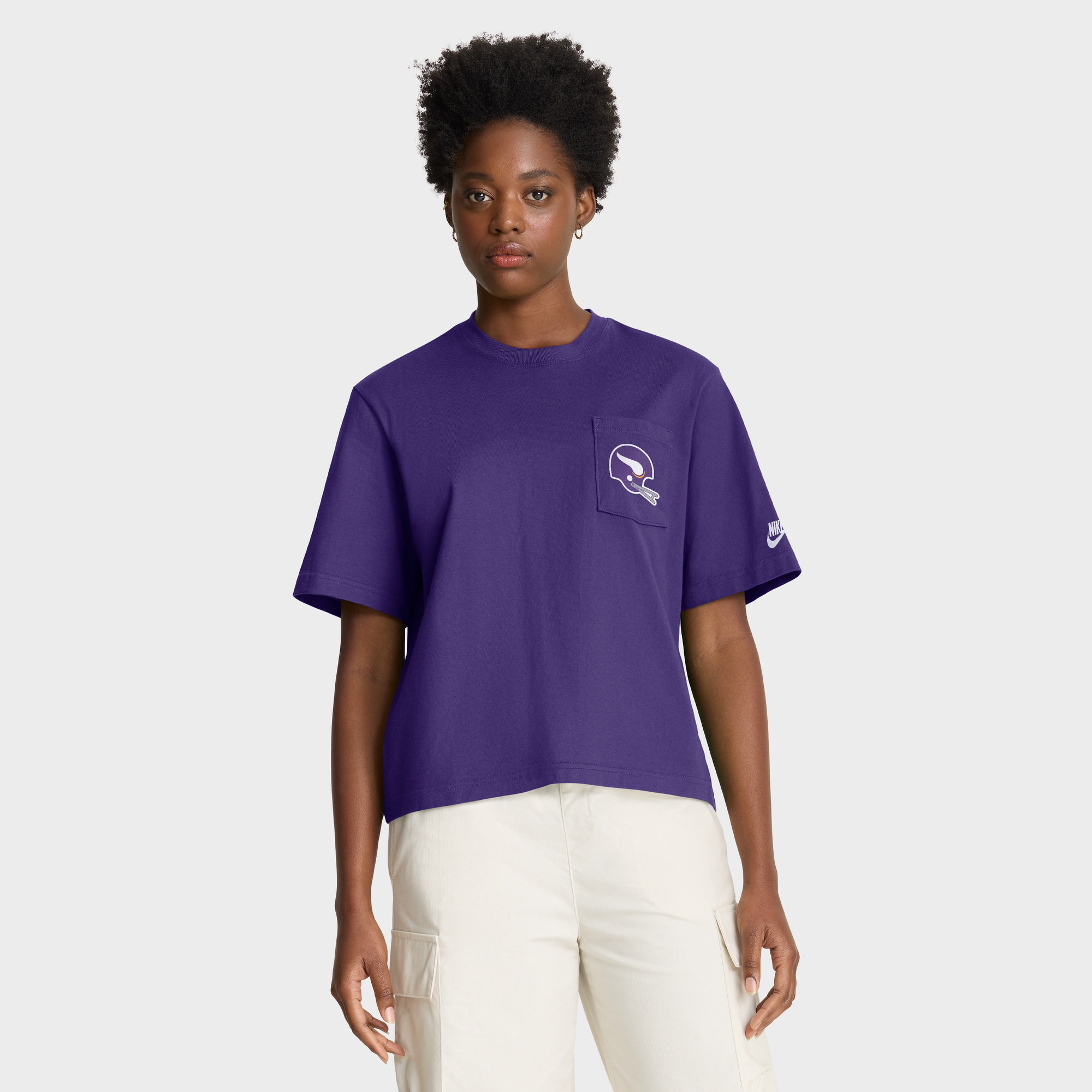 Women's Nike Purple Minnesota Vikings Rewind Pocket Boxy T-Shirt
