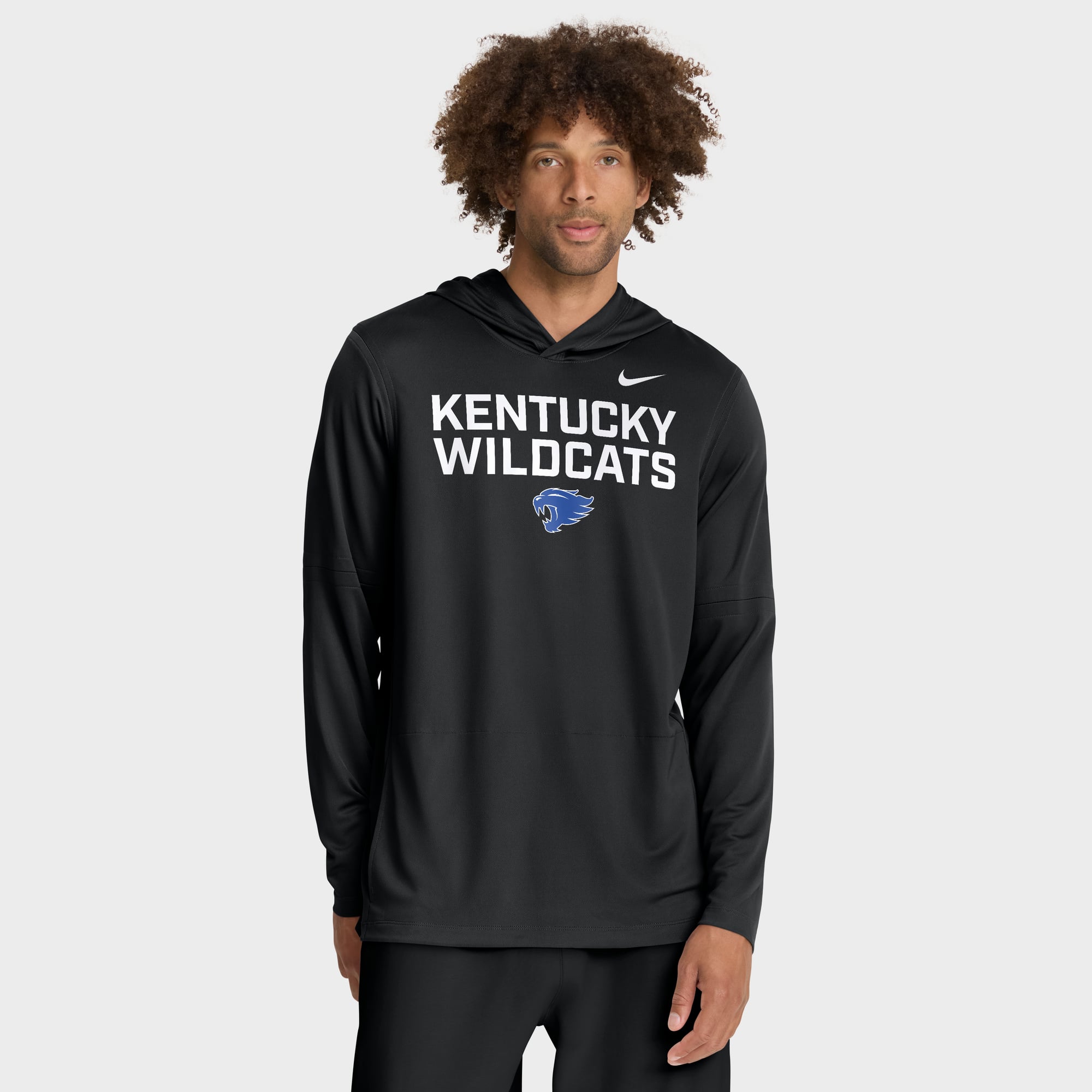 Men's Nike Black Kentucky Wildcats 2025 Sideline Dri-FIT Long Sleeve Hoodie T-Shirt