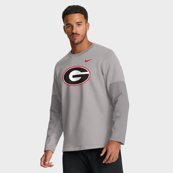 Men's Nike Gray Georgia Bulldogs 2025 Sideline Coach Therma-FIT Long Sleeve T-Shirt