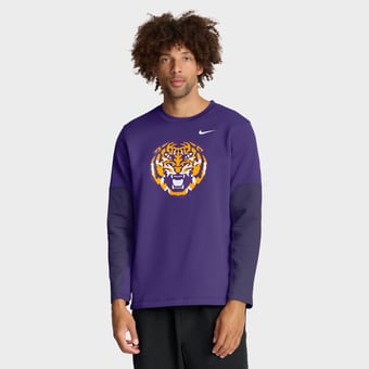 Men's Nike Purple LSU Tigers 2025 Sideline Coach Therma-FIT Long Sleeve T-Shirt