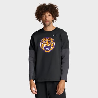 Men's Nike Black LSU Tigers 2025 Sideline Coach Therma-FIT Long Sleeve T-Shirt