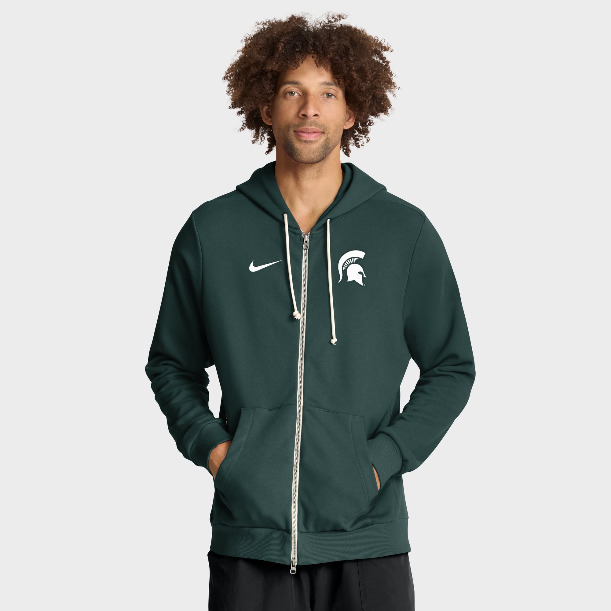 Men's Nike Green Michigan State Spartans 2025 Sideline Standard Issue Dri-FIT Full-Zip Hoodie