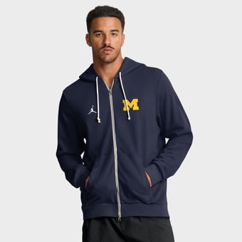 Men's Jordan Brand Navy Michigan Wolverines 2025 Sideline Standard Issue Dri-FIT Full-Zip Hoodie