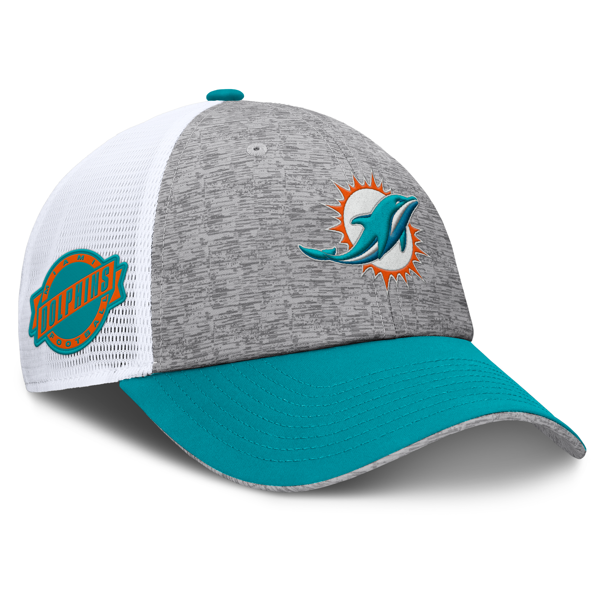 Men's Fanatics Gray/Aqua Miami Dolphins Option Trucker Adjustable Hat