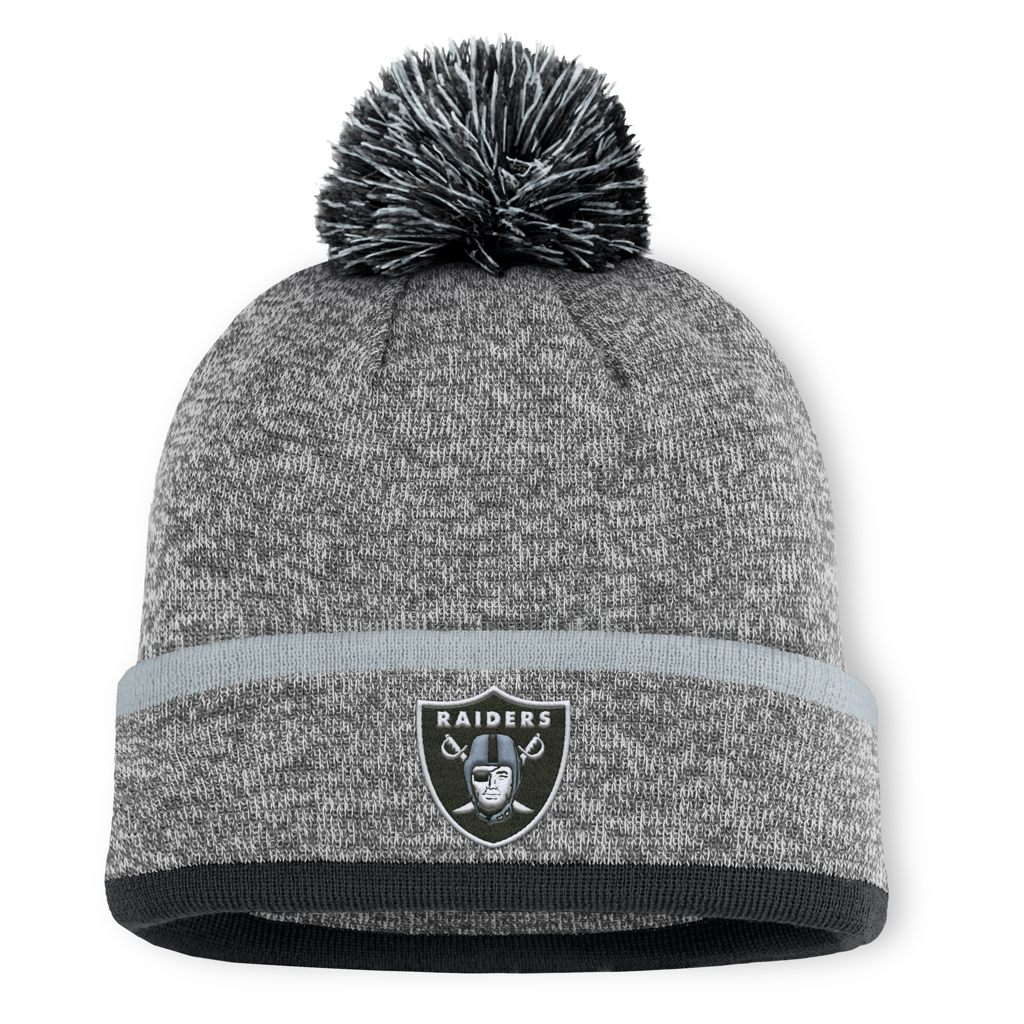 Men's Fanatics Heather Gray Las Vegas Raiders Motion Cuffed Knit Hat with Pom