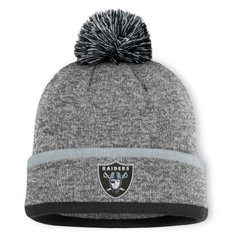 Men's Fanatics Heather Gray Las Vegas Raiders Motion Cuffed Knit Hat with Pom