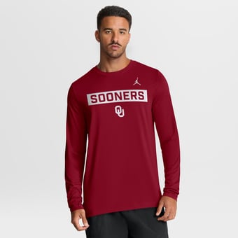Men's Jordan Brand Crimson Oklahoma Sooners Primetime Campus 2-Hit Legend Dri-FIT Long Sleeve T-Shirt