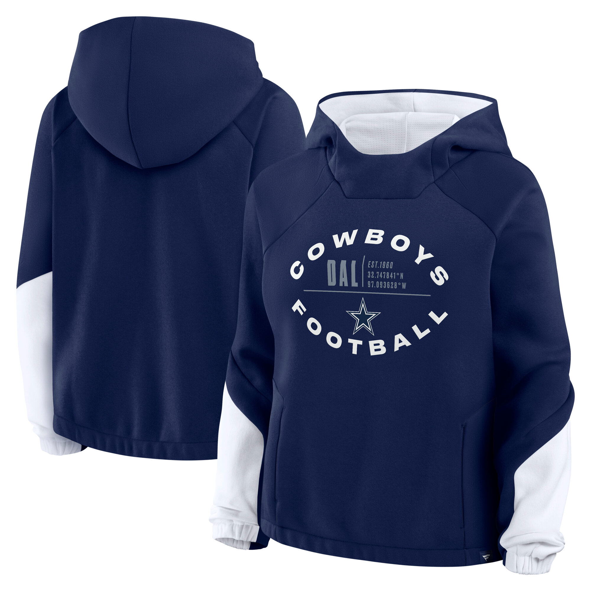 Women's Fanatics Navy Dallas Cowboys Oversized Redzone Bubble Screen Pullover Hoodie