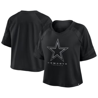 Women's Fanatics  Black Dallas Cowboys Oversized Raglan V-Neck Blackout Fashion Jersey