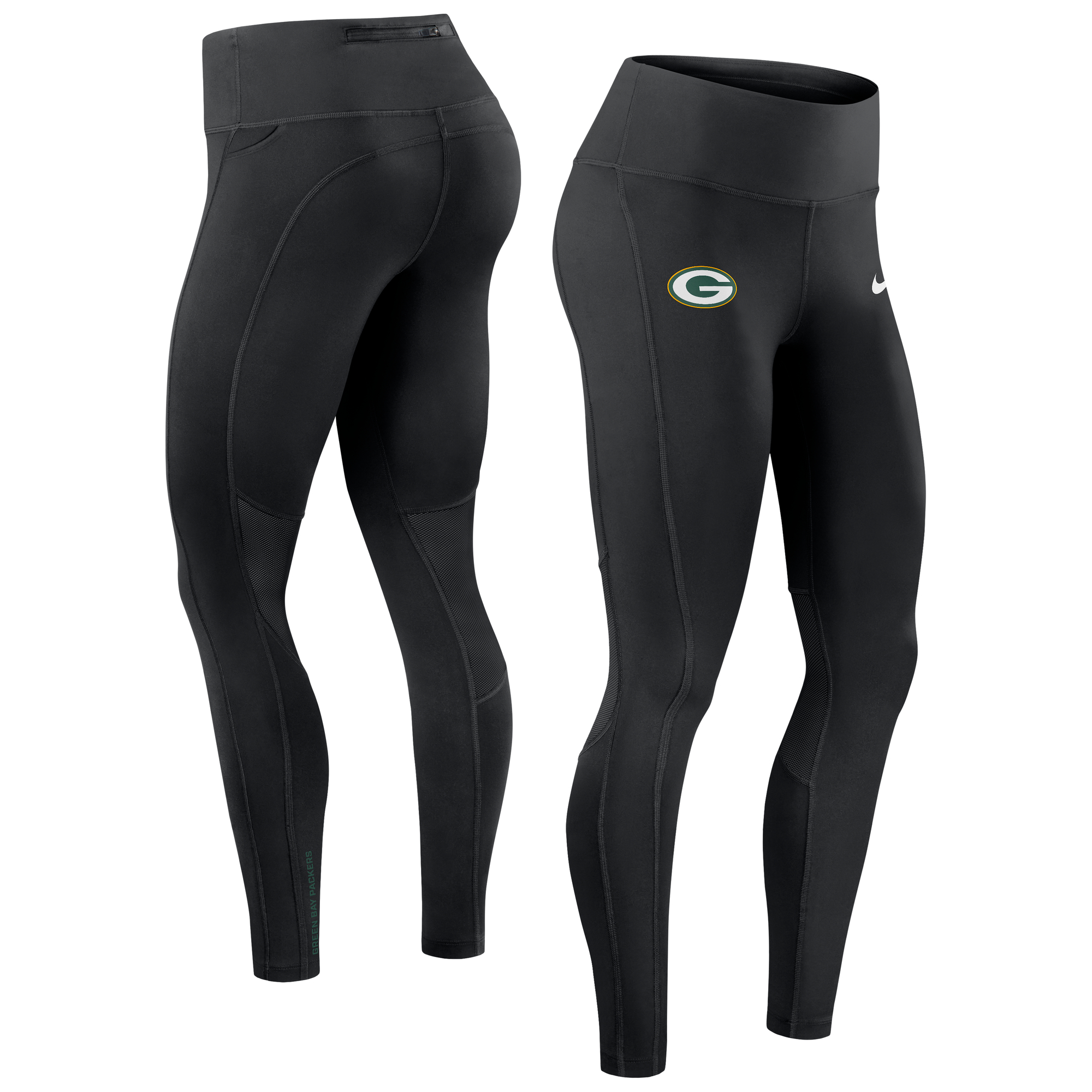 Women's Nike Black Green Bay Packers Primetime Epic Fast Performance Leggings