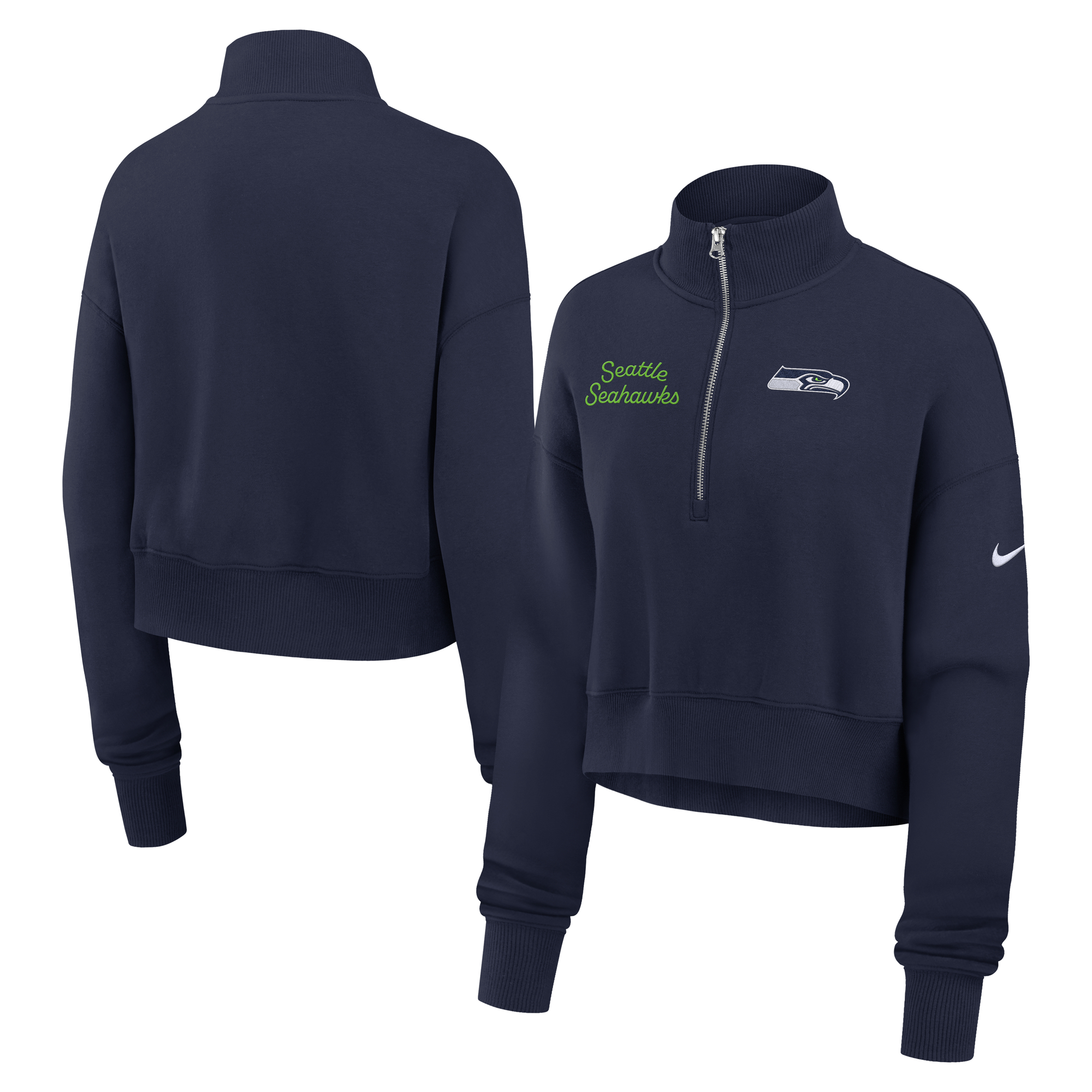 Women's Nike College Navy Seattle Seahawks Phoenix Half-Zip Sweatshirt