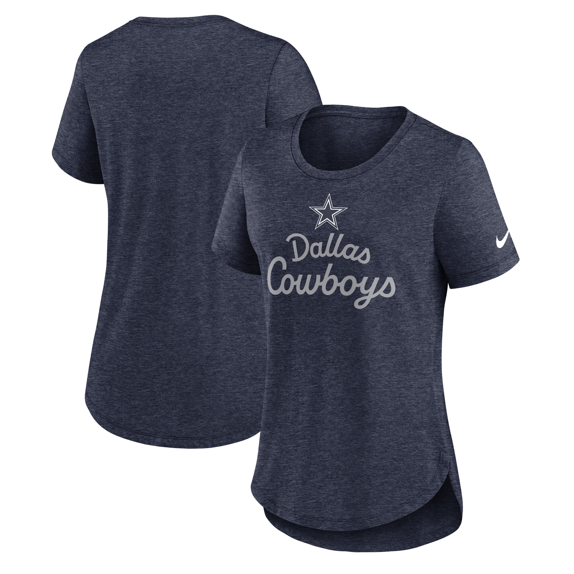 Women's Nike Heather Navy Dallas Cowboys Strong Safety Tri-Blend T-Shirt