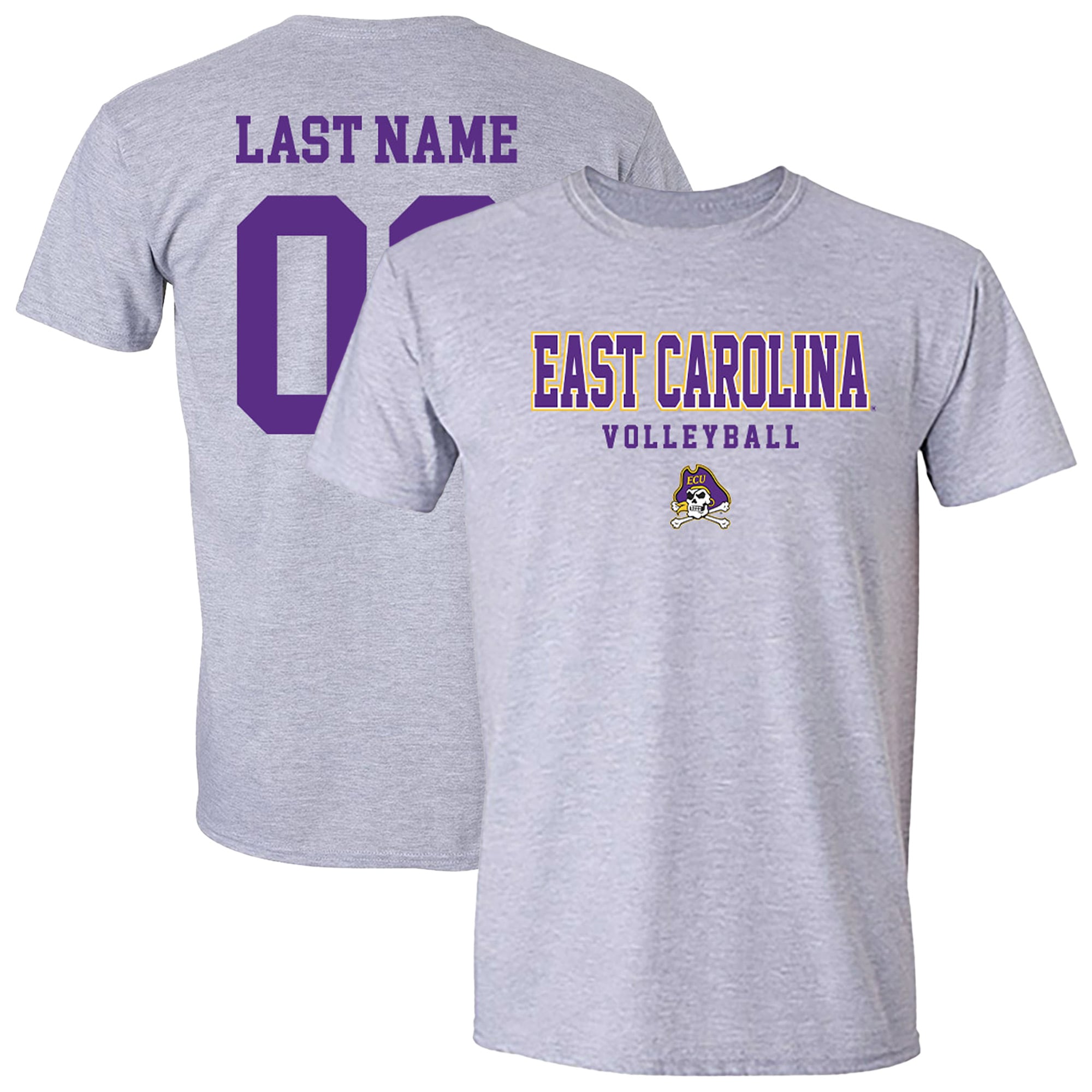 Unisex Gray ECU Pirates Women's Volleyball NIL Pick-A-Player Shirsey Short Sleeve T-Shirt