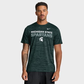 Men's Nike Green Michigan State Spartans Campus Center Stack Velocity Dri-FIT T-Shirt