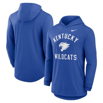 Men's Nike Royal Kentucky Wildcats Classic Arch Tri-Blend Dri-FIT Long Sleeve Hoodie T-Shirt