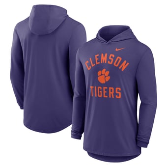 Men's Nike Purple Clemson Tigers Classic Arch Tri-Blend Dri-FIT Long Sleeve Hoodie T-Shirt