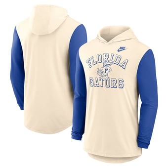 Men's Nike Natural/Royal Florida Gators Legacy Color-Block Tri-Blend Long Sleeve Hoodie T-Shirt
