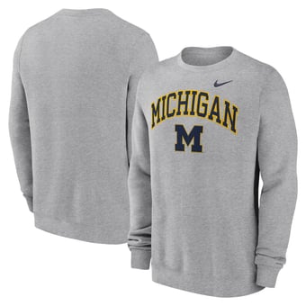 Men's Nike Gray Michigan Wolverines Arch Pullover Sweatshirt