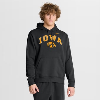 Men's Nike Black Iowa Hawkeyes Club Fleece Arch Pullover Hoodie