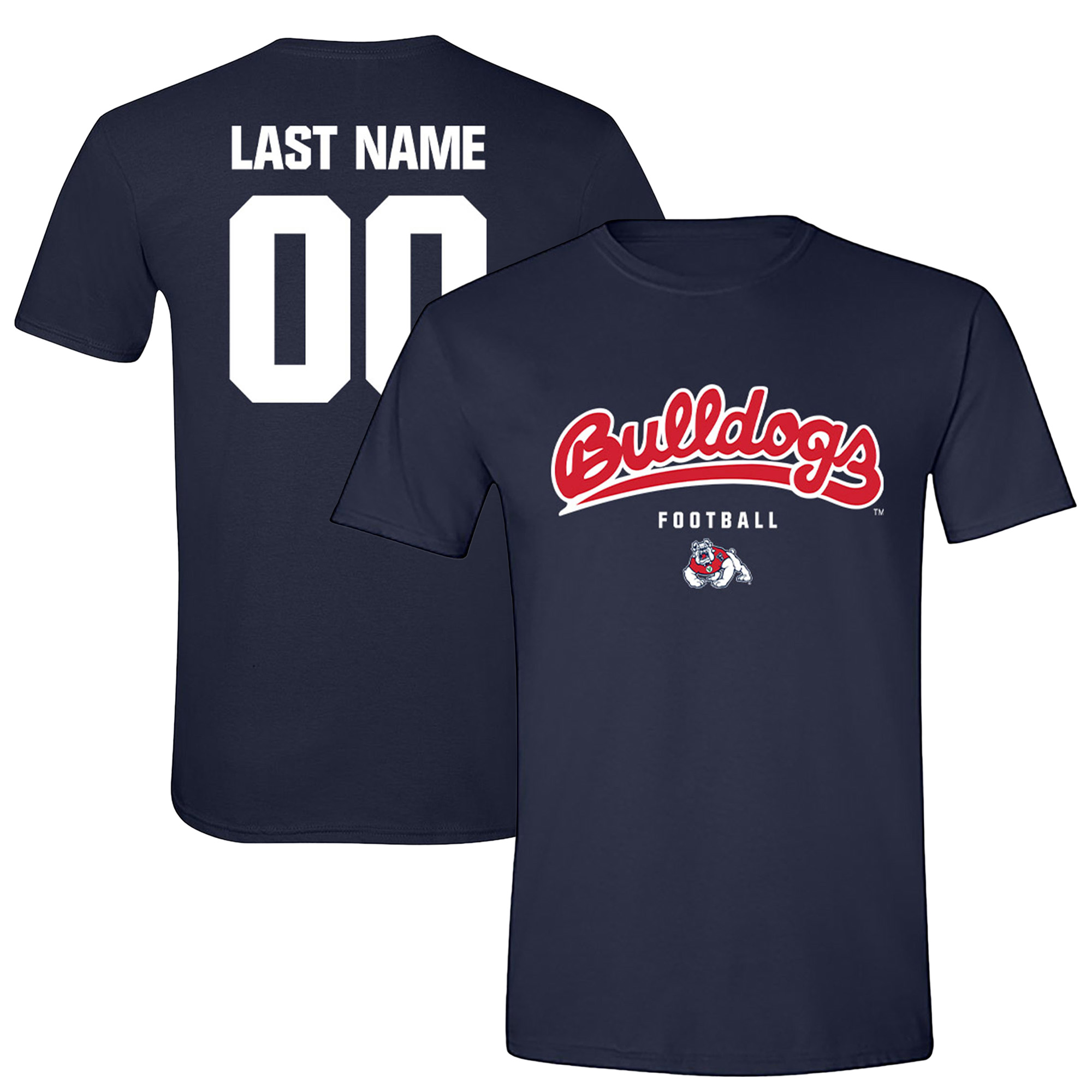 Unisex Navy Fresno State Bulldogs Collegiate Football NIL Pick-A-Player T-Shirt Unisex Navy Fresno State Bulldogs Collegiate Football NIL Pick-A-Player T-Shirt