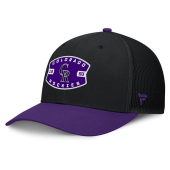 Men's Colorado Rockies Fanatics Black/Purple Cutoff Adjustable Trucker Hat