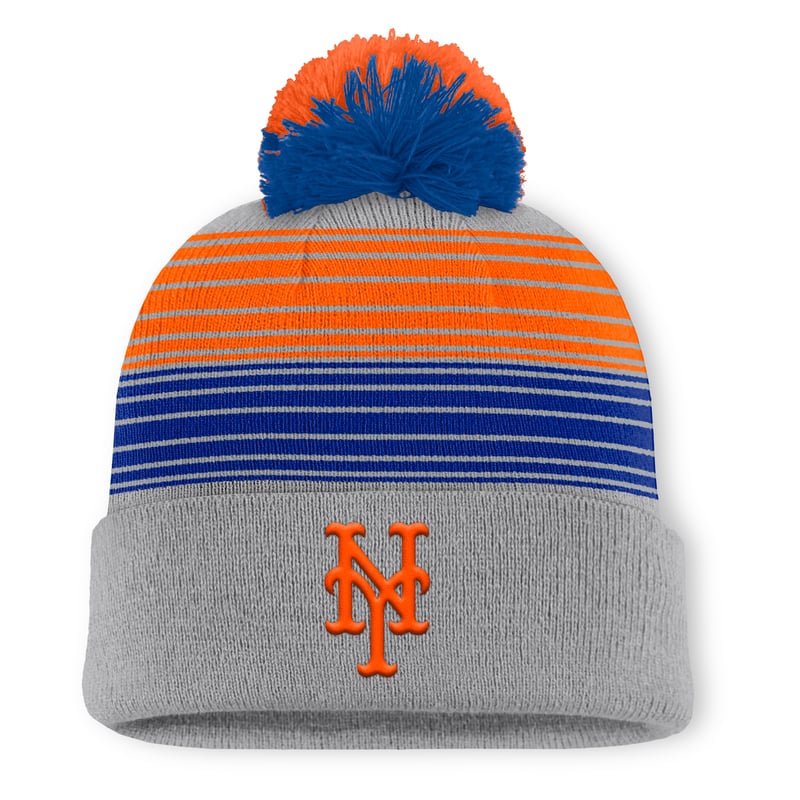 Men's New York Mets Fanatics Gray Balk Cuffed Knit Hat with Pom