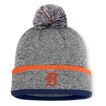 Men's Detroit Tigers Fanatics Heather Gray Backstop Cuffed Knit Hat with Pom