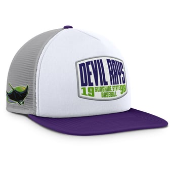 Men's Fanatics Gray/White Tampa Bay Rays Cranked Foam Front Patch Trucker Adjustable Hat