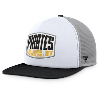 Men's Fanatics Gray/White Pittsburgh Pirates Cranked Foam Front Patch Trucker Adjustable Hat