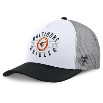 Men's Fanatics White/Black Baltimore Orioles Designated A-Frame Foam Front Trucker Adjustable Hat