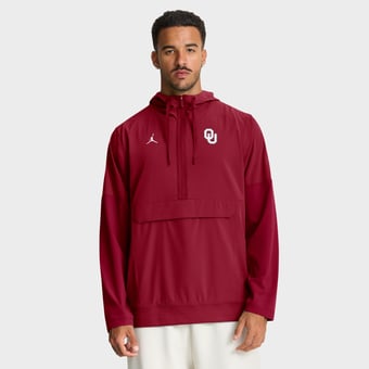 Men's Jordan Brand Crimson Oklahoma Sooners Anorak Half-Zip Hooded Jacket