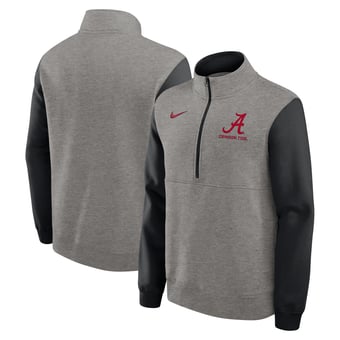 Men's Nike Heather Gray/Black Alabama Crimson Tide Club Fleece Half-Zip Pullover
