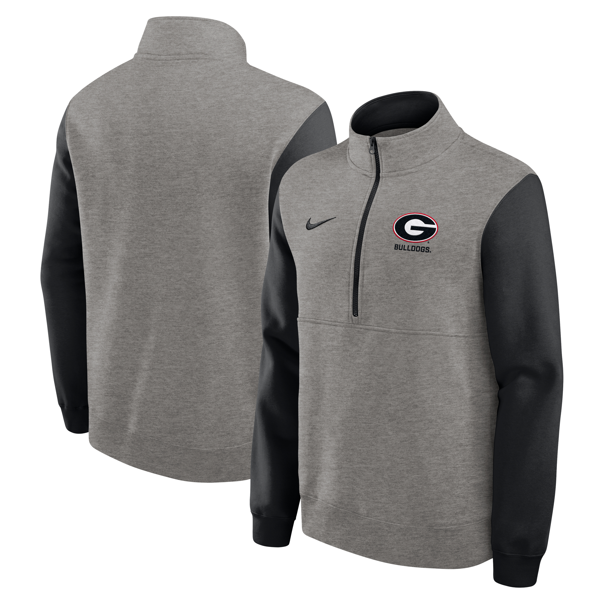 Men's Nike Heather Gray/Black Georgia Bulldogs Club Fleece Half-Zip Pullover