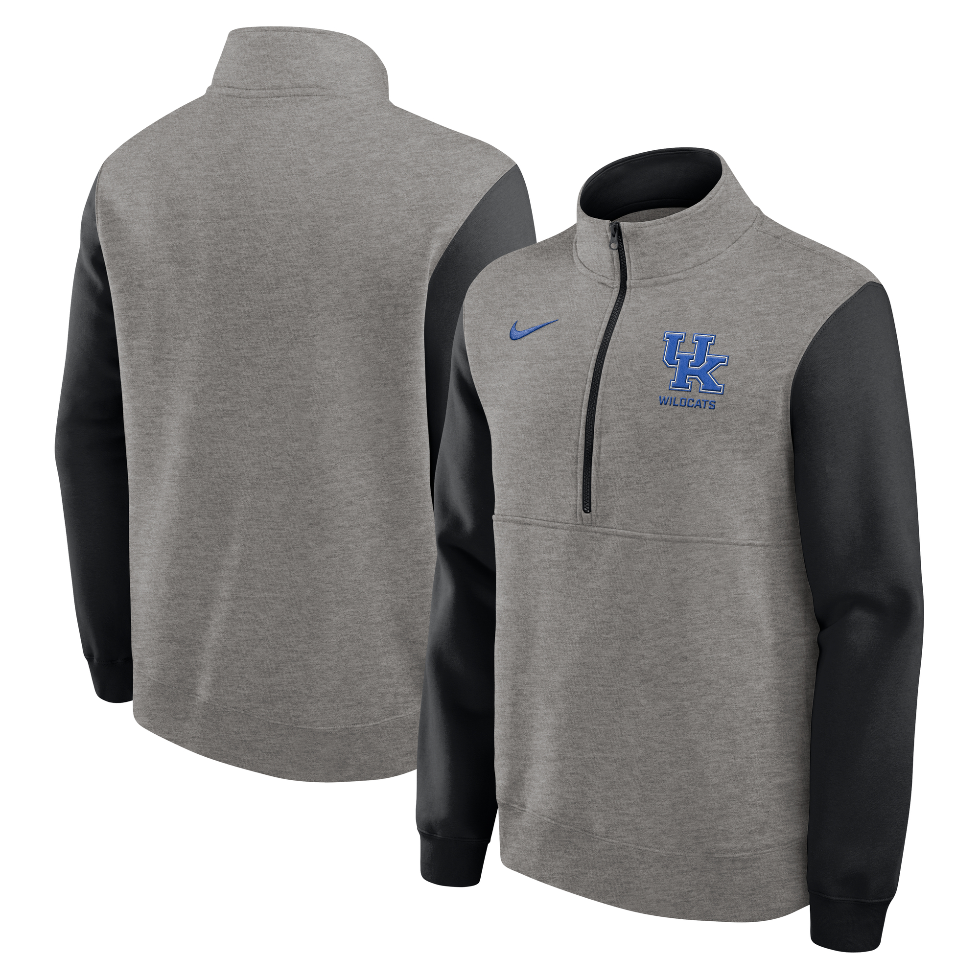 Men's Nike Heather Gray/Black Kentucky Wildcats Club Fleece Half-Zip Pullover