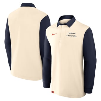 Men's Nike Cream/Navy Auburn Tigers Rugby Long Sleeve Shirt