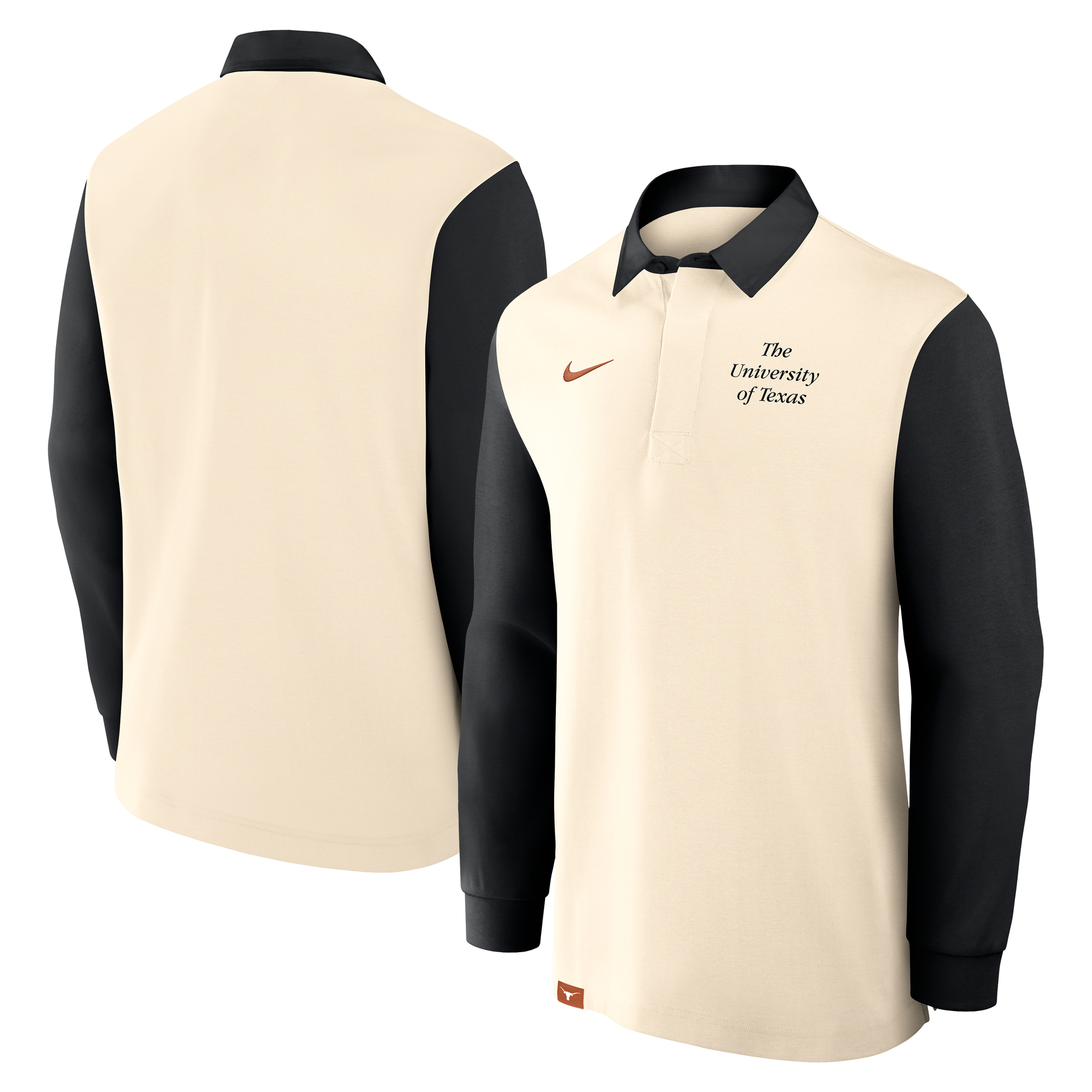 Men's Nike Cream/Black Texas Longhorns Rugby Long Sleeve Shirt