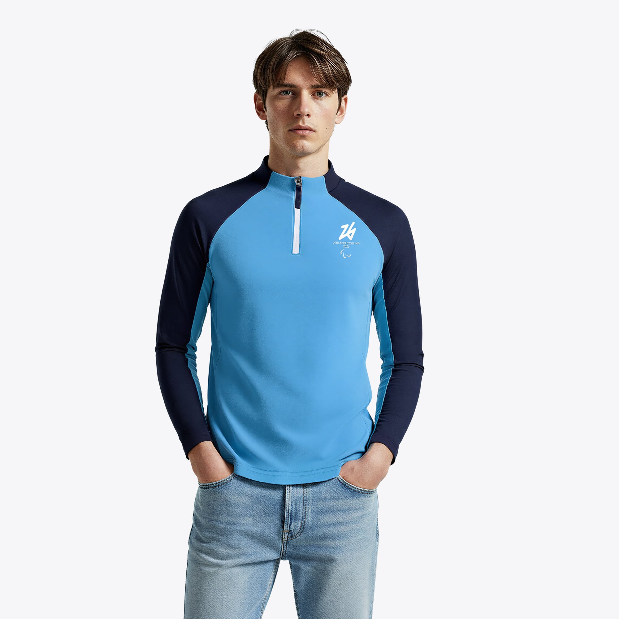Maglia tecnica a strato intermedio con zip a 1/4 Paralimpiadi Milano Cortina 2026