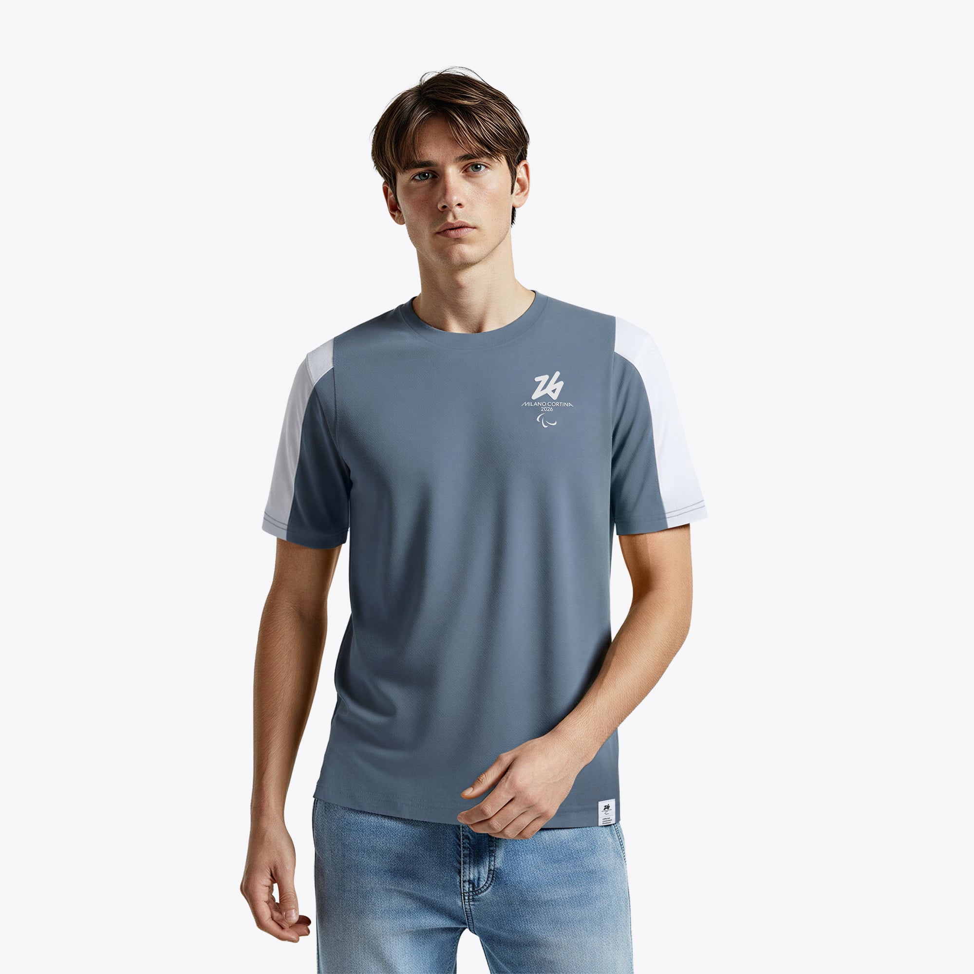 T-shirt con pannello Paralimpiadi Milano Cortina 2026 - Grigia