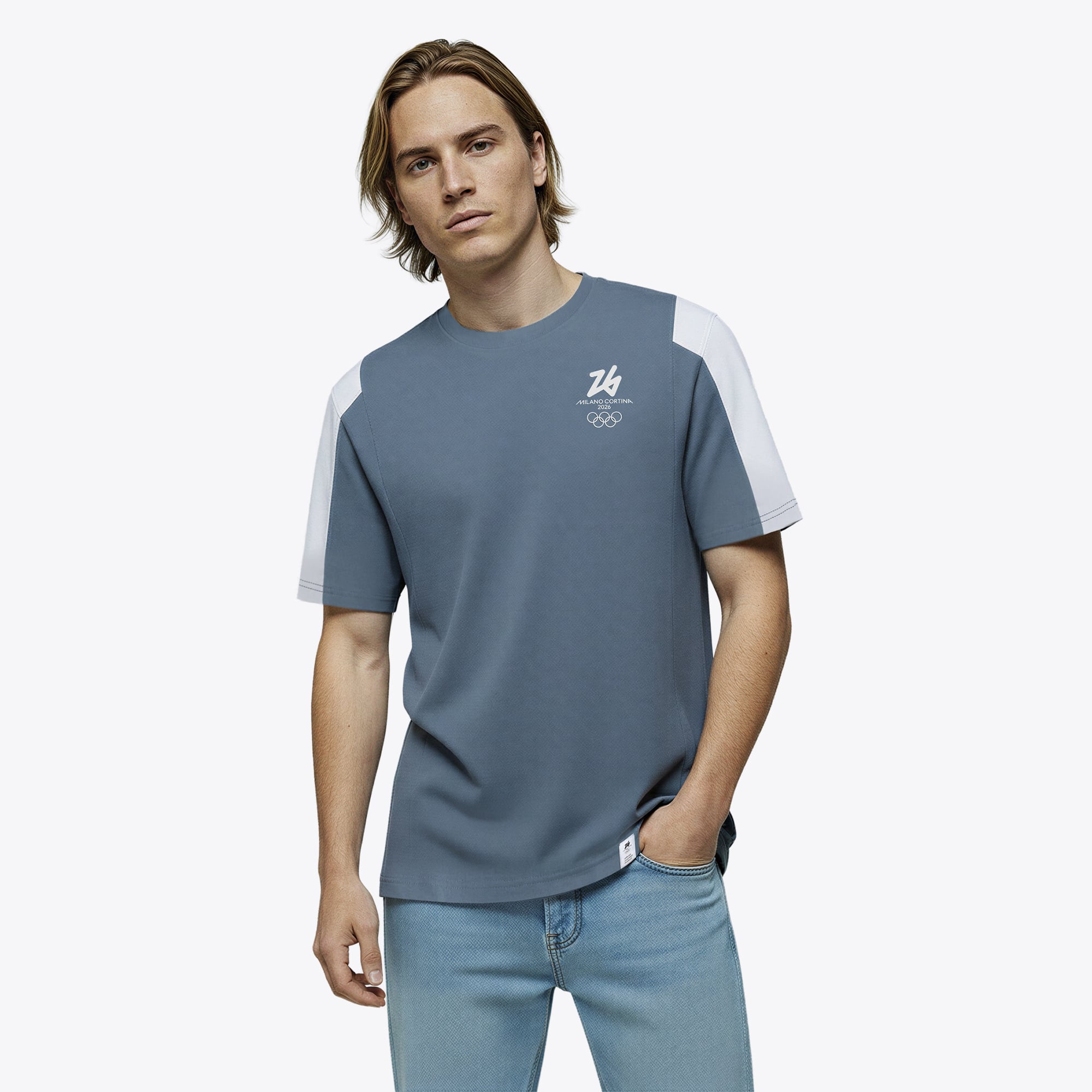T-shirt con pannello Olimpiadi Milano Cortina 2026 - Grigia