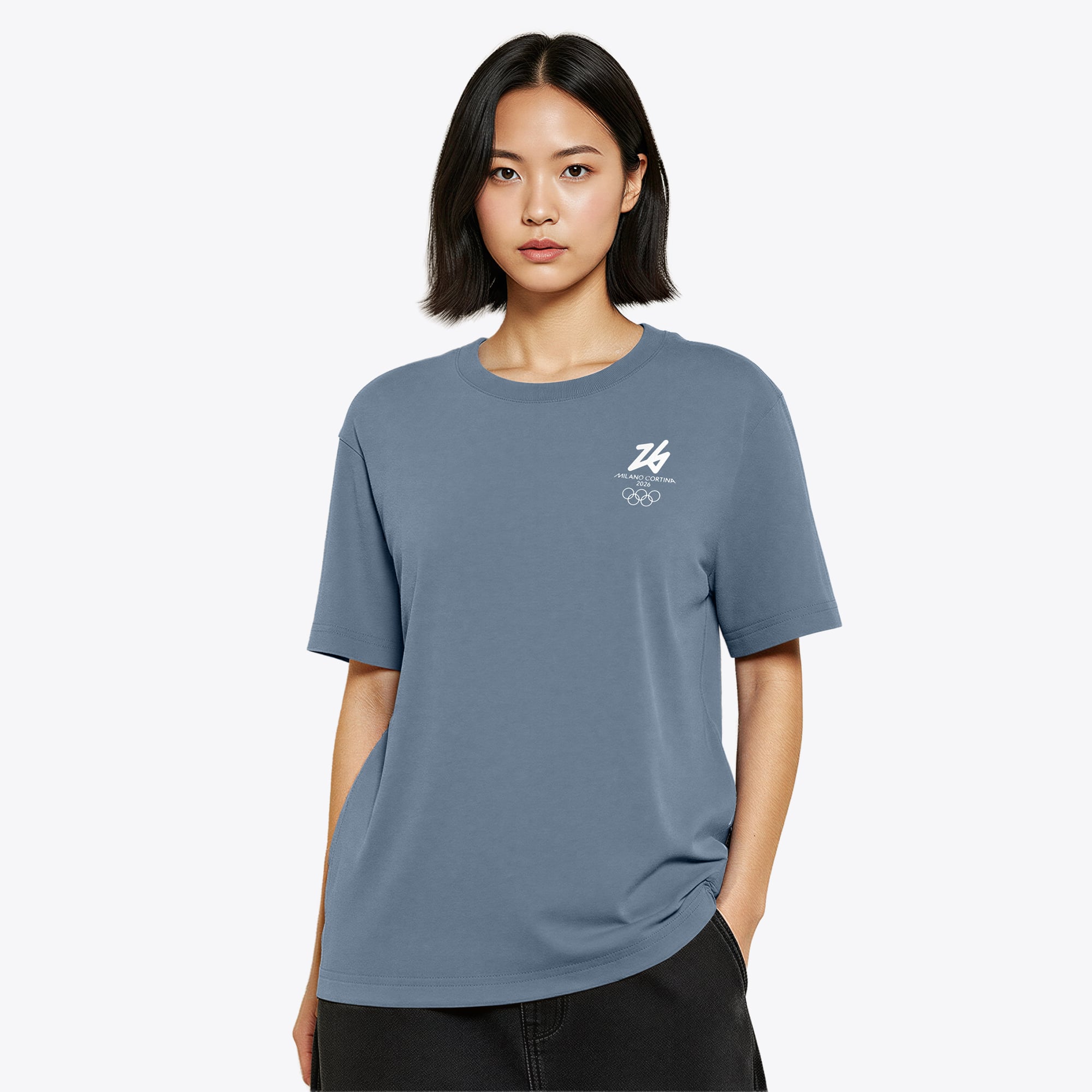 T-shirt essenziale per le Olimpiadi di Milano Cortina 2026 - Grigia - Donna